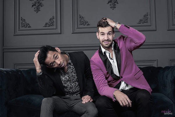 Guys checking their hair