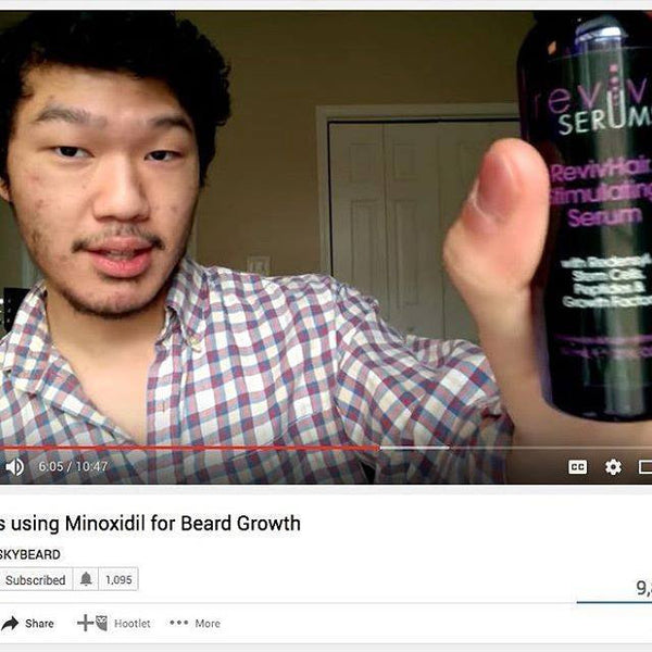 Vlogger evaluates RevivHair Stimulating Serum for his beard area