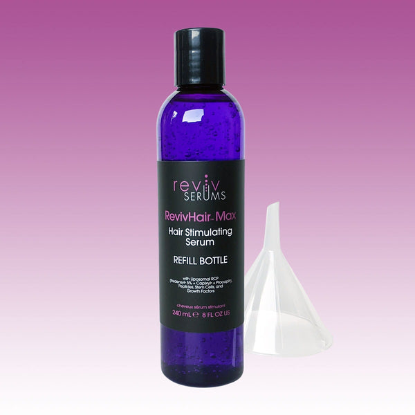 RevivHair Max refill bottle and funnel